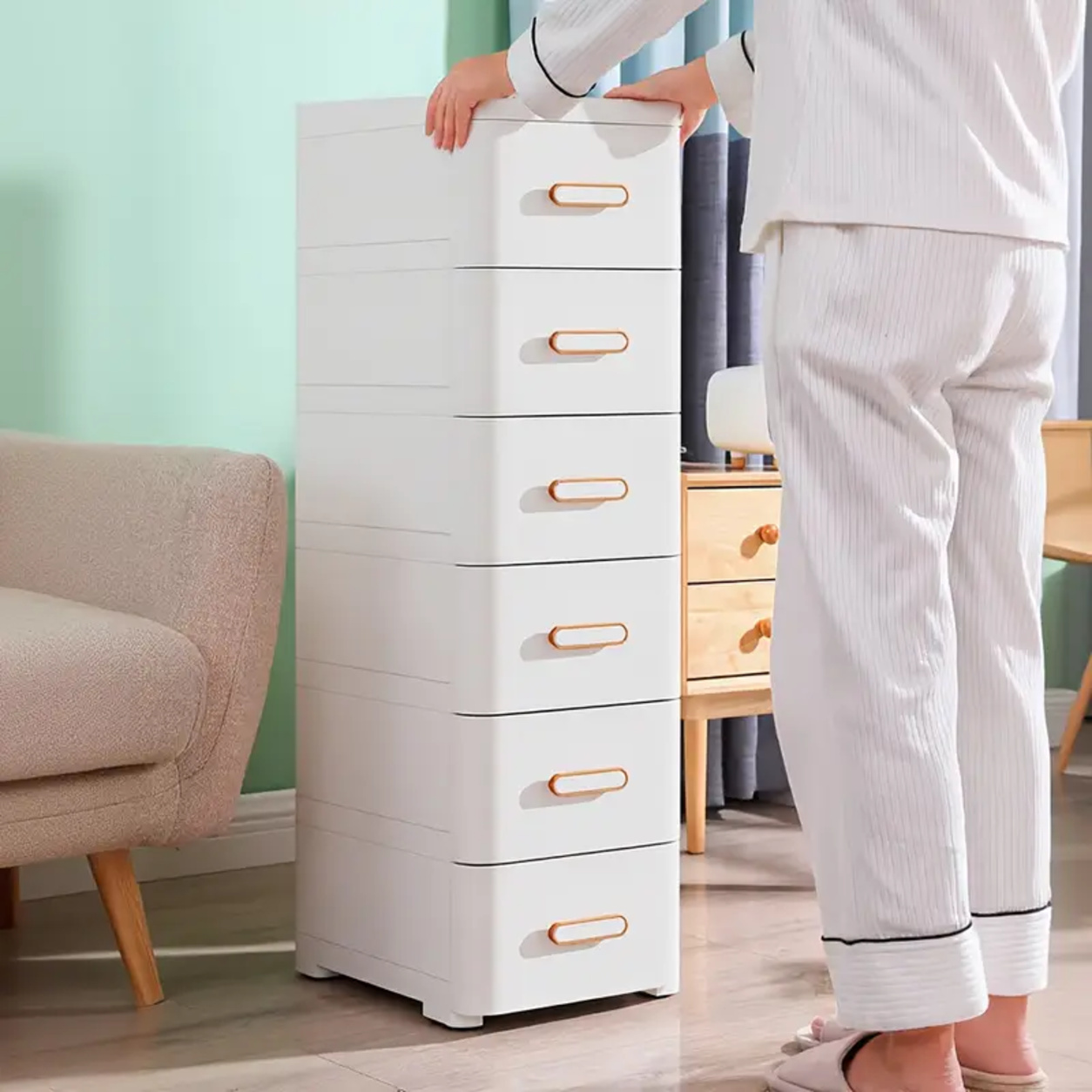 Modern 5-Drawer Plastic Storage Cabinet with Top Tray (BL) - Image 3