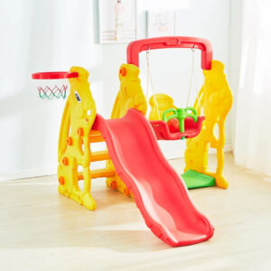 Elephant Kids Slide & Swing Set with Basketball Hoop