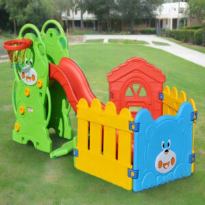 Kids Ball Pool with Slide & Basketball Hoop