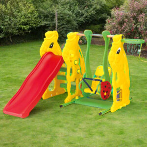 Kids Slide & Swing Set with Basketball Hoop
