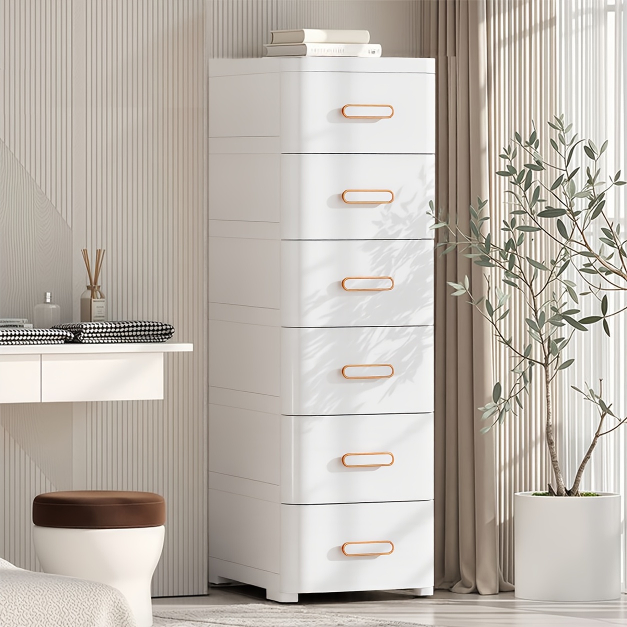 Modern 5-Drawer Plastic Storage Cabinet with Top Tray (BL) - Image 2
