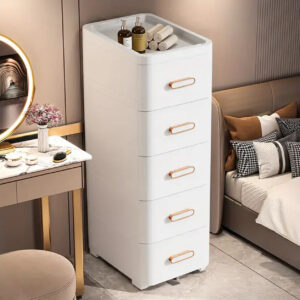 Modern 5-Drawer Plastic Storage Cabinet with Top Tray (BL)