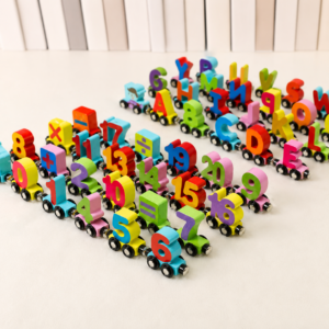 Wooden Alphabet and Number Train Set for Kids
