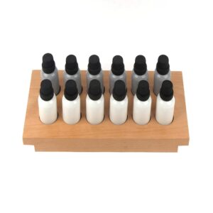 Montessori Smelling Bottles – Wooden Olfactory Sensory Training Set (12 Bottles)