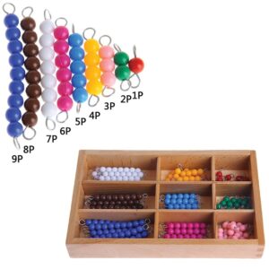 Montessori Short Bead Stair, Colored Bead Bars Mathematics Learning Set (1–9)
