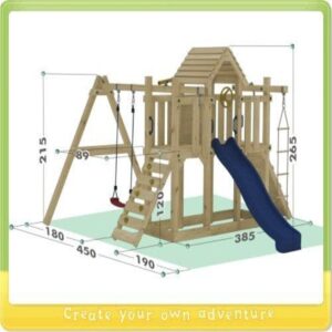 Premium Wooden Outdoor Playground Set with Slide, Swing, Climbing Wall & Playhouse