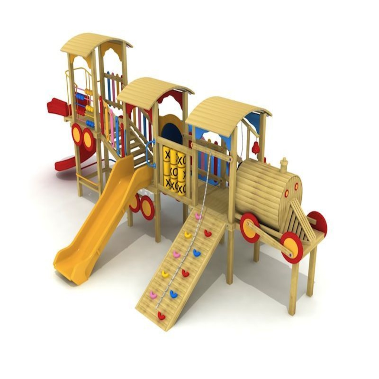 Outdoor Playground with Slide, Climbing Wall & Activity Panels | Kids Adventure Play System