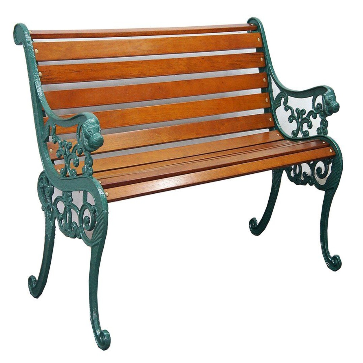 Classic Outdoor Garden Bench with Cast Iron Frame & Wooden Slats