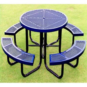 Commercial Outdoor Round Picnic Table with 4 Curved Benches
