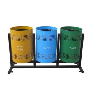 3-Compartment Outdoor Recycling Bin Station