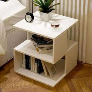 Modern White Storage Side Table
