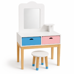 Kids Dressing Table with Mirror and Stool