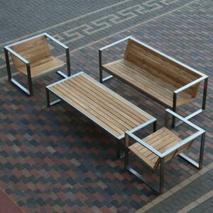 Outdoor Wooden Park Seating Set with Table