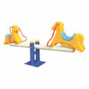 Horse-Shaped Two-Seater Kids Outdoor Playground Seesaw with Safety Handles