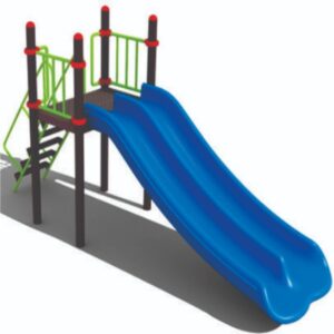 Commercial Double Lane Outdoor Playground Slide with Climbing Stairs