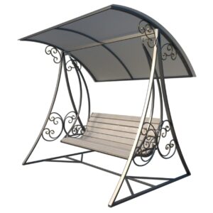 Decorative Metal Garden Swing Bench with Roof